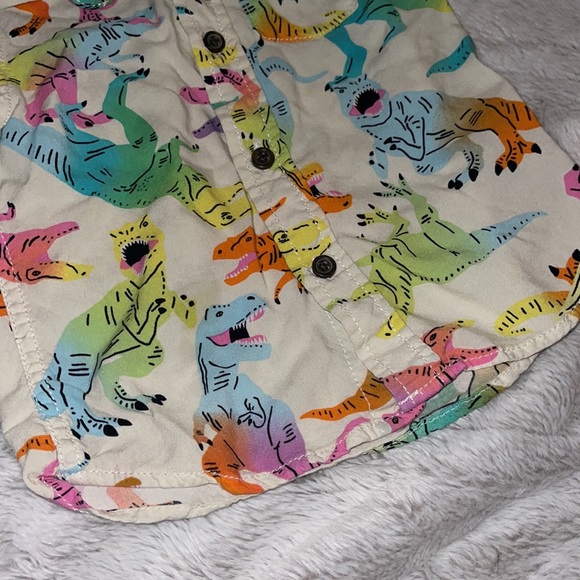 🌈 Cat & Jack Toddler Button Down Shirt Pastel Dinosaurs EASTER Sz 12M - Picture 4 of 5